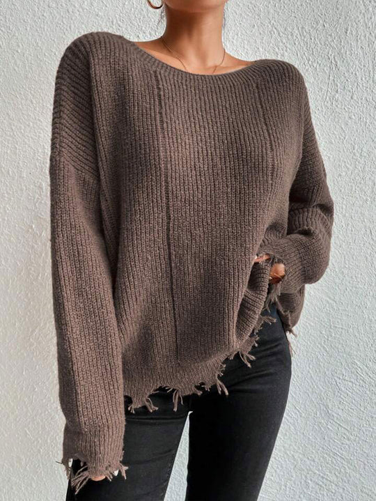 Damen Baumwollpullover mit lässigem Oversized-Schnitt R&B