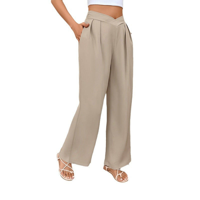 Damen Weit geschnittene Stoffhose mit eleganten Falten R&B