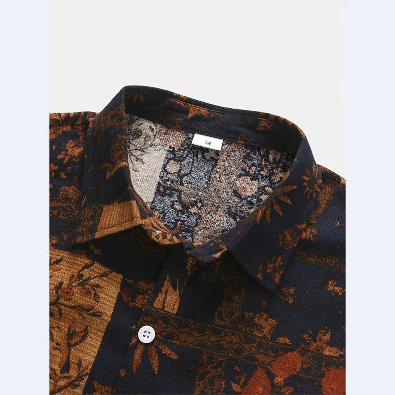 Herren Kurzarm Hemd mit floralem Design und strukturiertem Stoff R&B