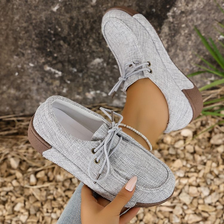 Damen bequeme Halbschuhe mit elastischen Schnürsenkeln und rutschfester Sohle R&B