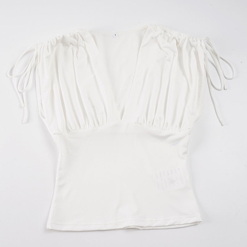 Damen Elegantes Wickeloberteil mit Rüschendetails und tiefem V-Ausschnitt R&B