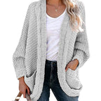 Damen Grobstrickjacke mit lässigen Konturen und großen Taschen R&B