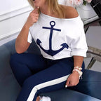 Damen Lockere Sweatshirt mit maritimem Anker-Design R&B