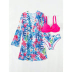 Damen bikini set mit floralem Überwurf und glamourösen Details R&B