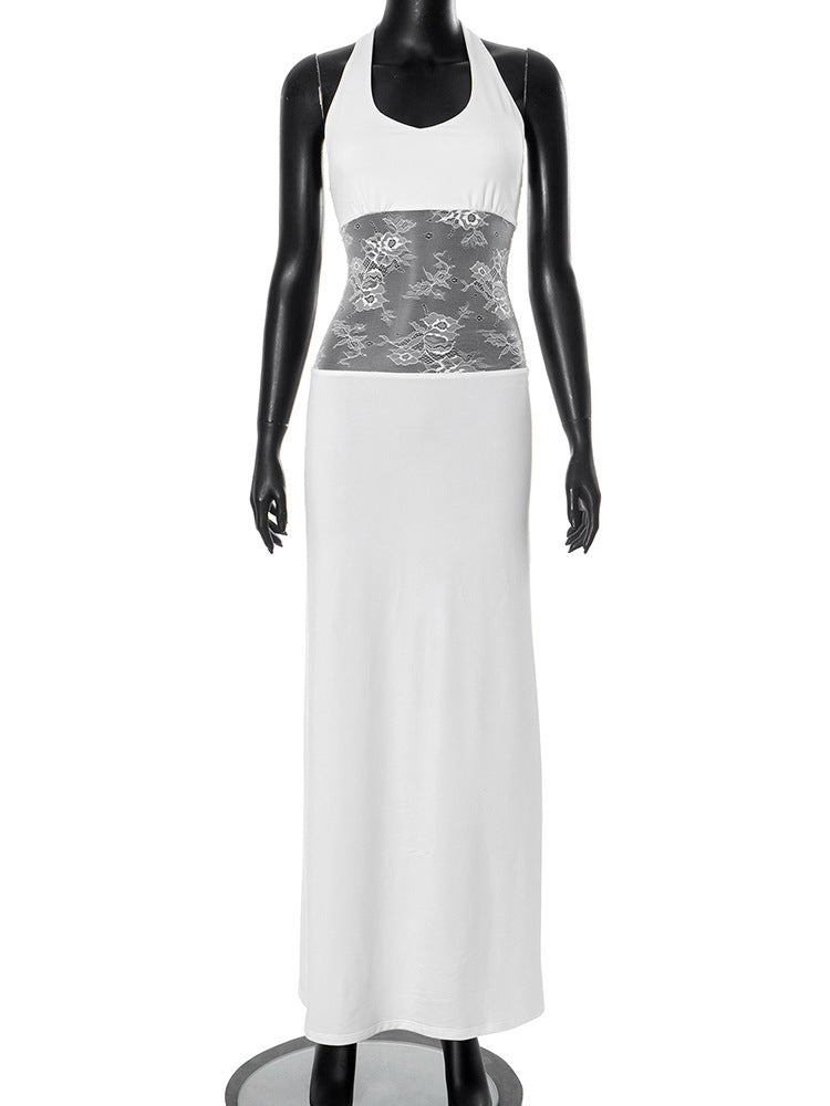 Damen Elegantes Maxikleid mit romantischer Spitzenmitte R&B