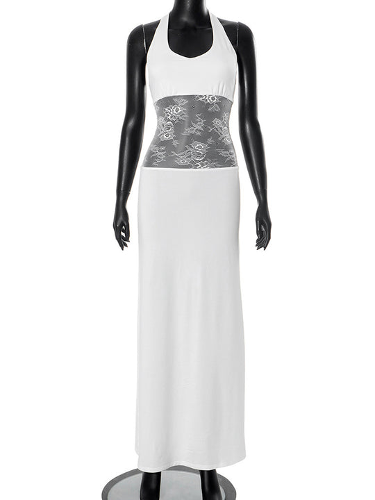 Damen Elegantes Maxikleid mit romantischer Spitzenmitte R&B
