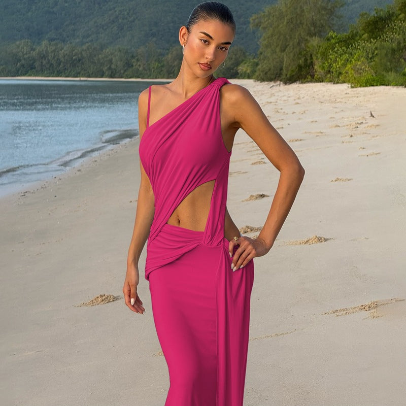 Damen Elegantes Maxikleid mit innovativem Schnitt und asymmetrischem Design R&B