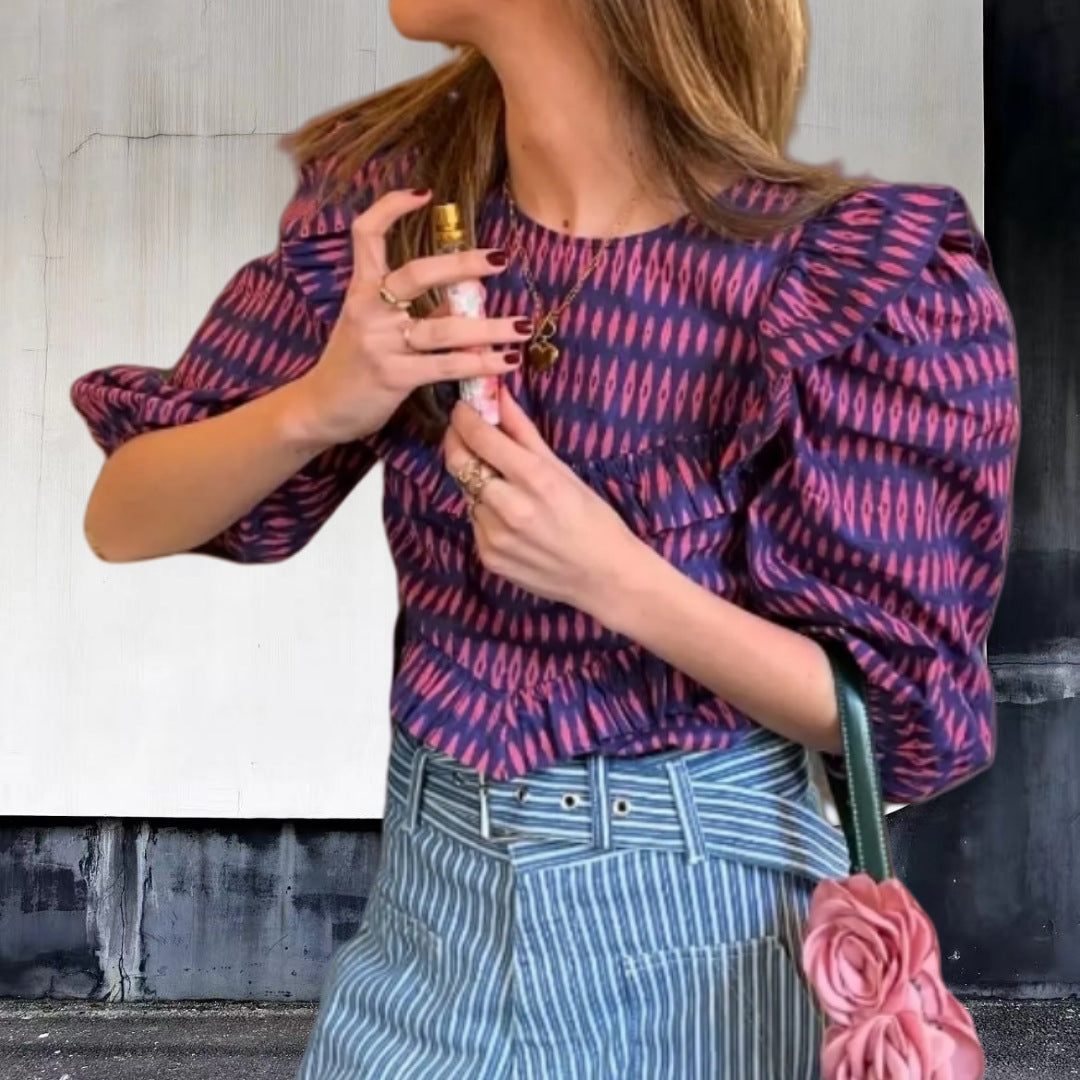 Damen Bluse mit Raffungen und schickem Volant R&B