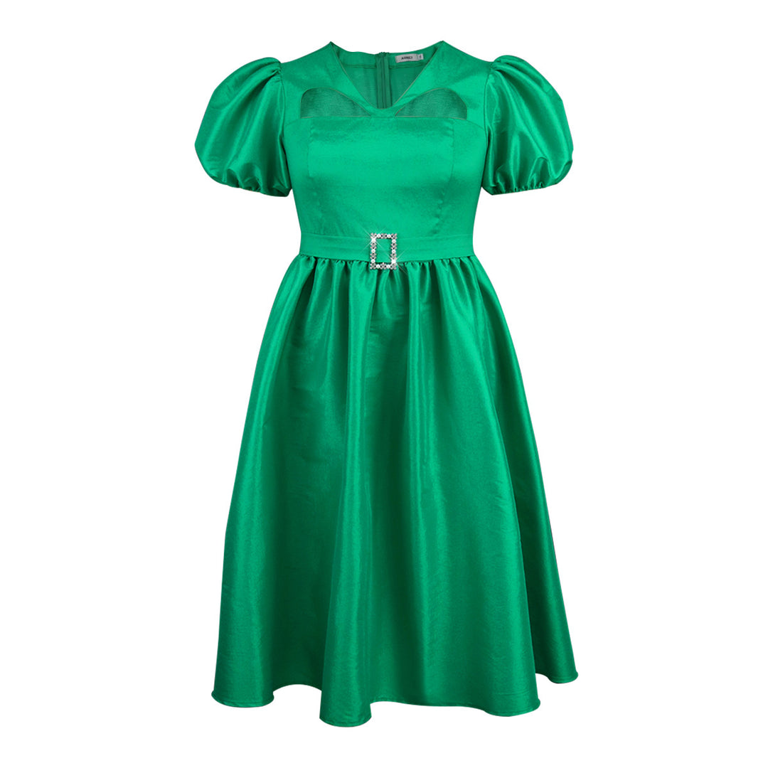 Damen Abendkleid mit modischen Puffärmeln und einzigartigem Cut-Out-Design R&B