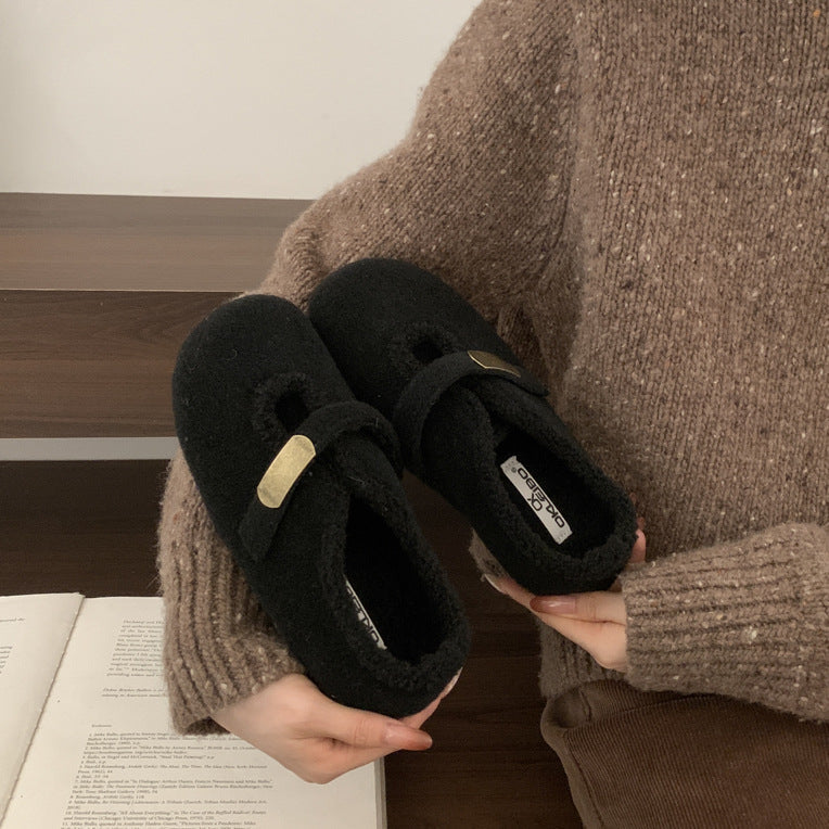Damen Hausschuhe aus hochwertigem Filz mit verstellbarem Riemen R&B