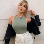 Damen Figurbetontes Tanktop mit breitem Trägerdesign R&B