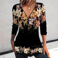 Damen Bluse mit floralen Mustern und V-Ausschnitt R&B