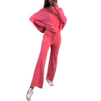 Damen bequeme Loungewear aus weichem Strickmaterial mit weitem Schnitt R&B