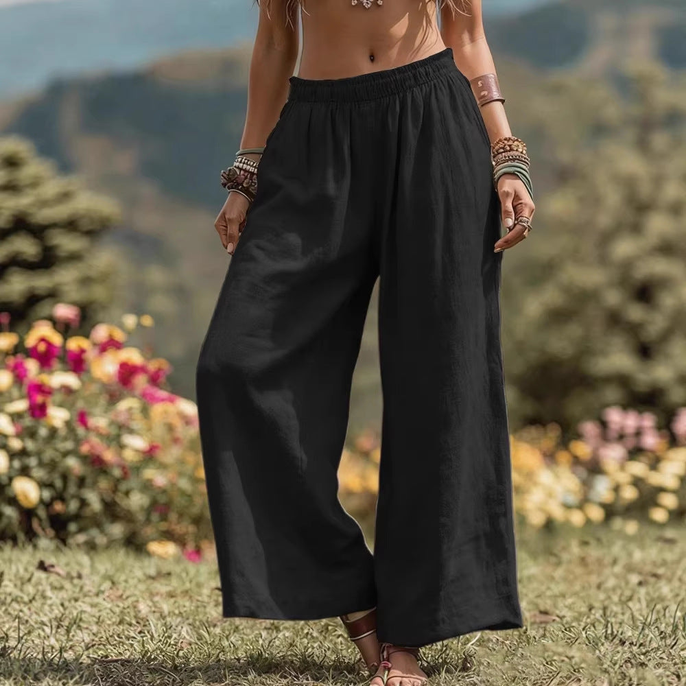 Damen Weit geschnittene Leinenhose R&B