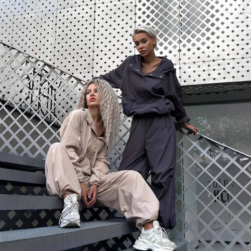 Damen winddichte Technikjacke mit Kapuze und verstellbaren Bündchen R&B