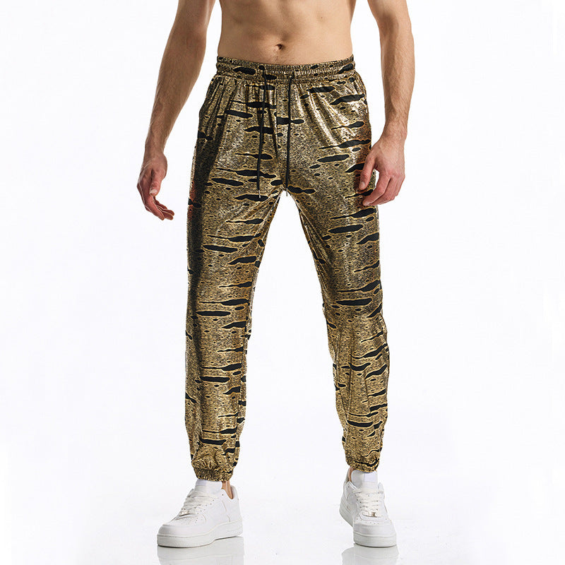 Herren elegante Jogginghose mit glänzendem Metallic-Muster R&B