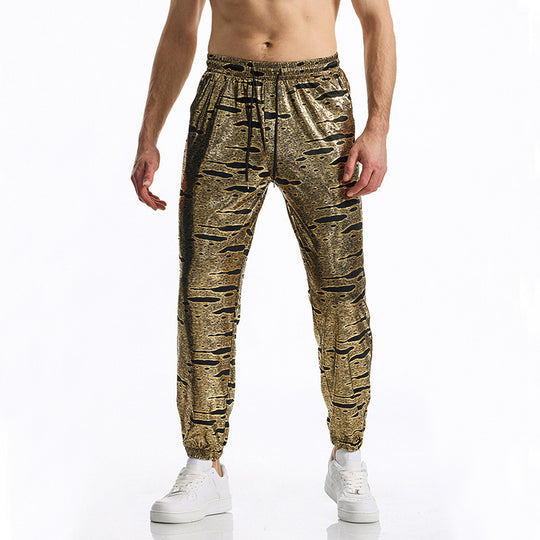 Herren elegante Jogginghose mit glänzendem Metallic-Muster R&B