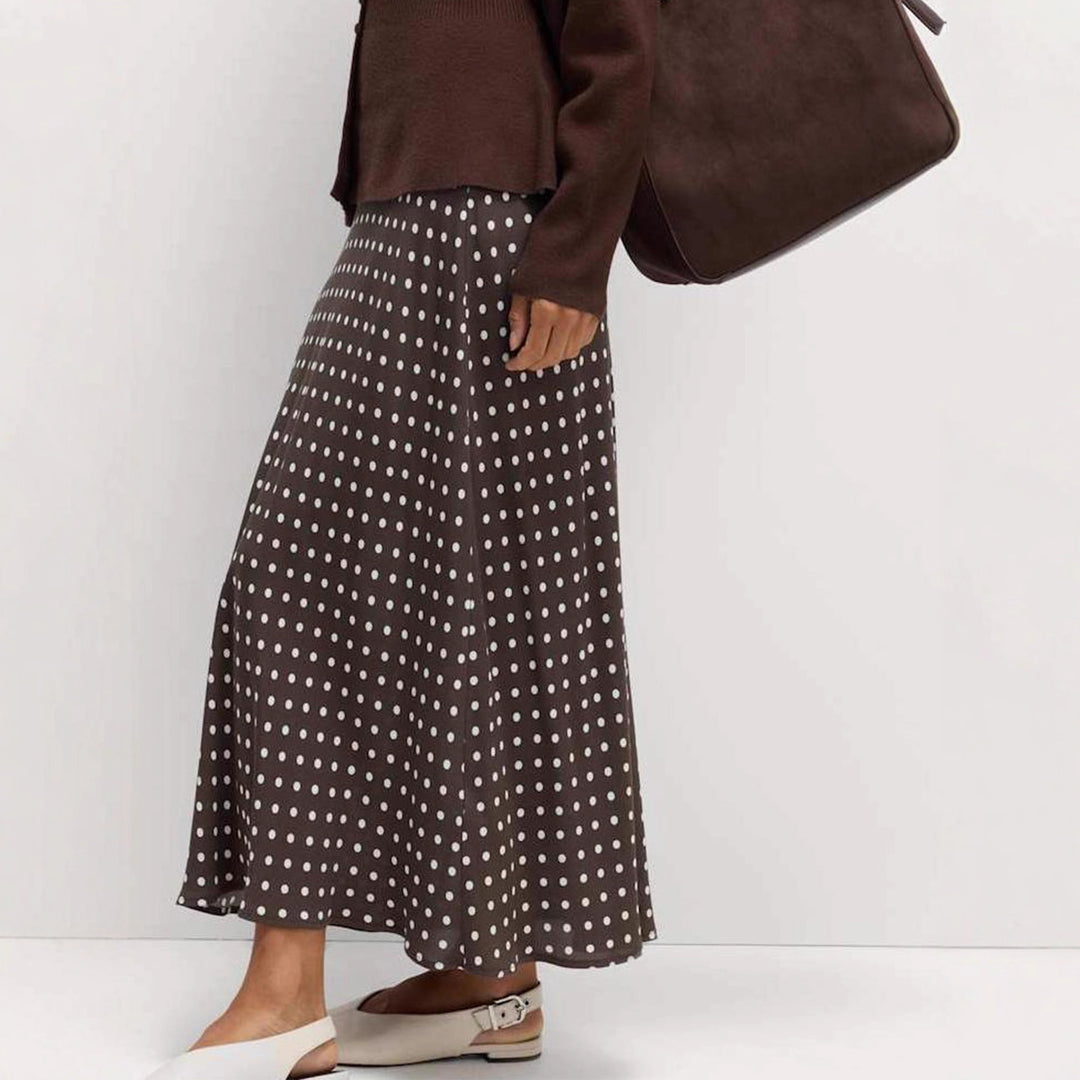 Damen Fließender Maxirock mit Polka-Dots R&B