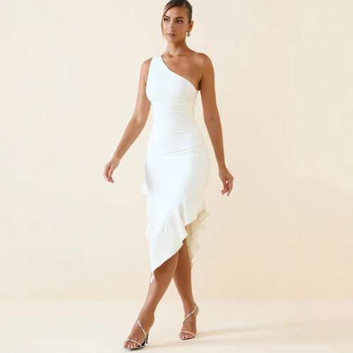 Damen Asymmetrisches Wickelkleid mit herausragender Drapierung und verführerischem Schlitz R&B