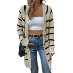 Damen Offene Strickjacke mit Streifenmuster R&B