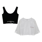 Damen Cropped Tanktop mit modernem Schriftzug und figurbetontem Schnitt