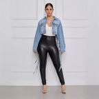 Damen Denimjacke mit einzigartigem Knoten-Detail und lässigem Schnitt R&B