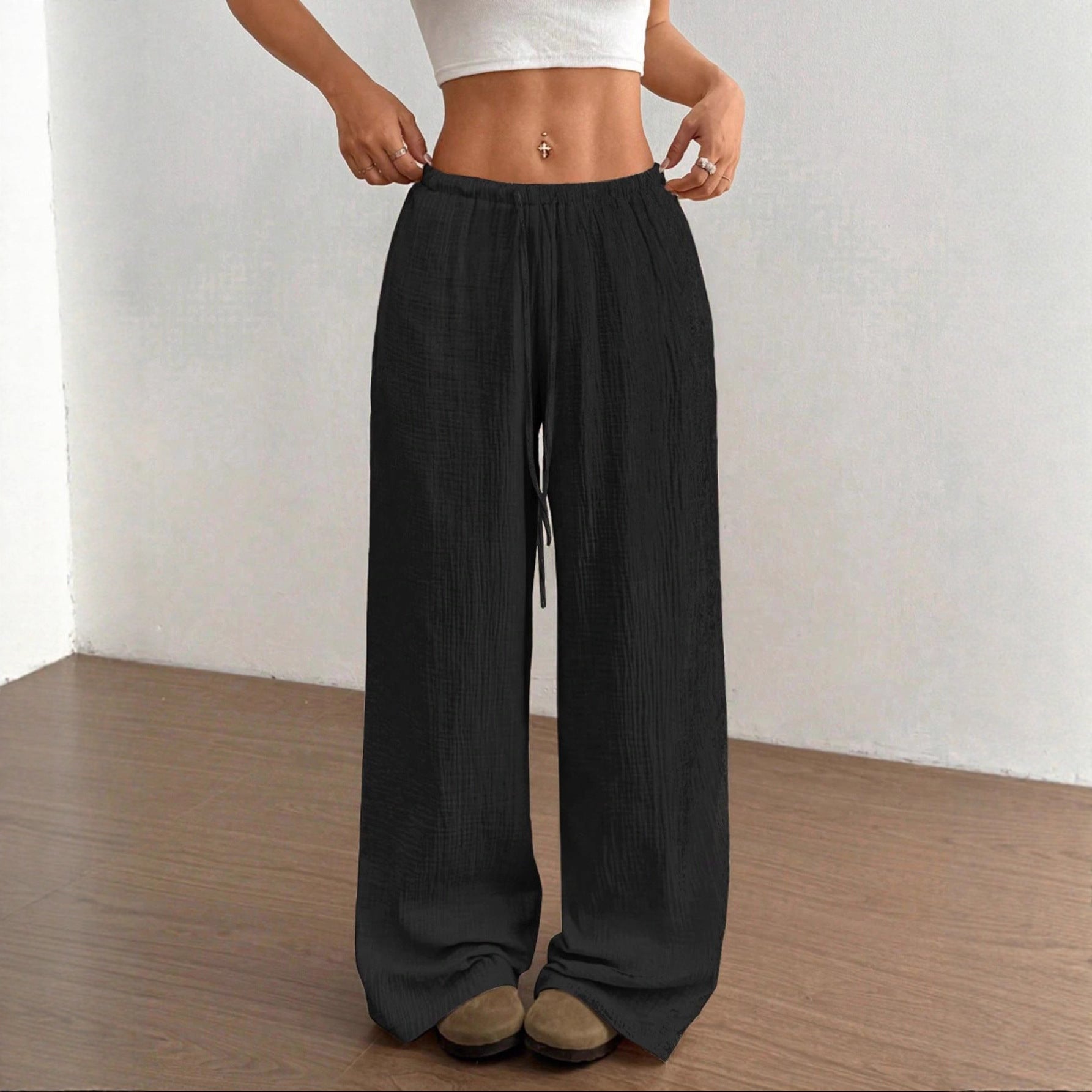 Damen weite, glänzende Palazzo-Hose R&B
