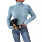 Damen Feinstrickpullover mit Stehkragen und modernem Rippdesign