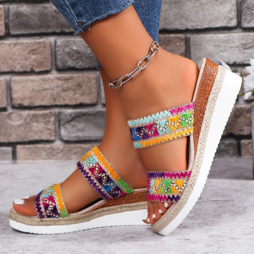 Damen Komfortable Wedge-Sandalen mit geschmackvoller Dekoration R&B
