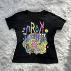 Damen Kurzarm T-Shirt mit verspieltem Grafiken-Design R&B