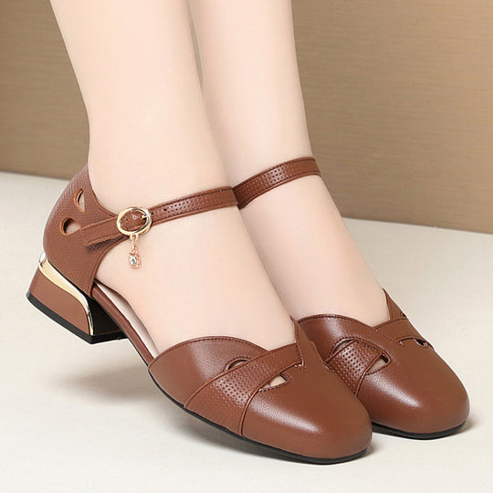 Damen Ballerinas mit dekorativem Riemen und modischem Absatz R&B
