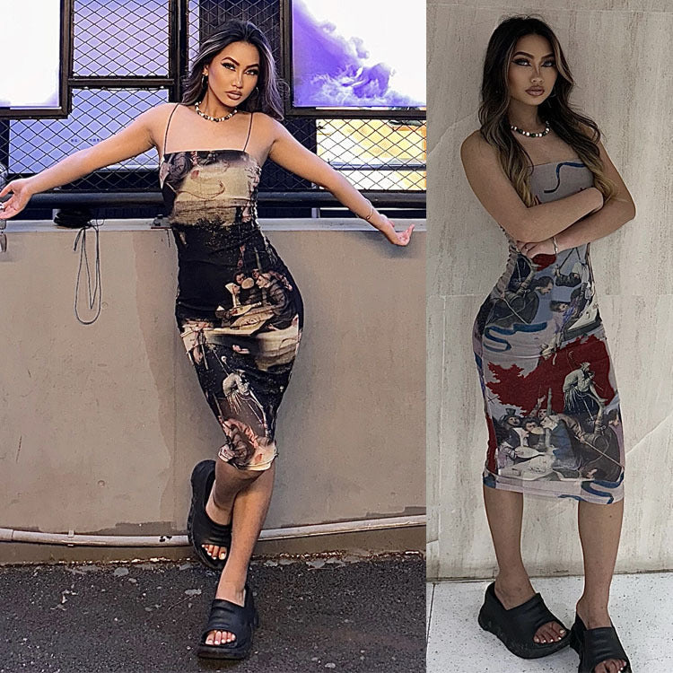 Damen figurbetontes Kleid mit kreativem Kunstdesign R&B