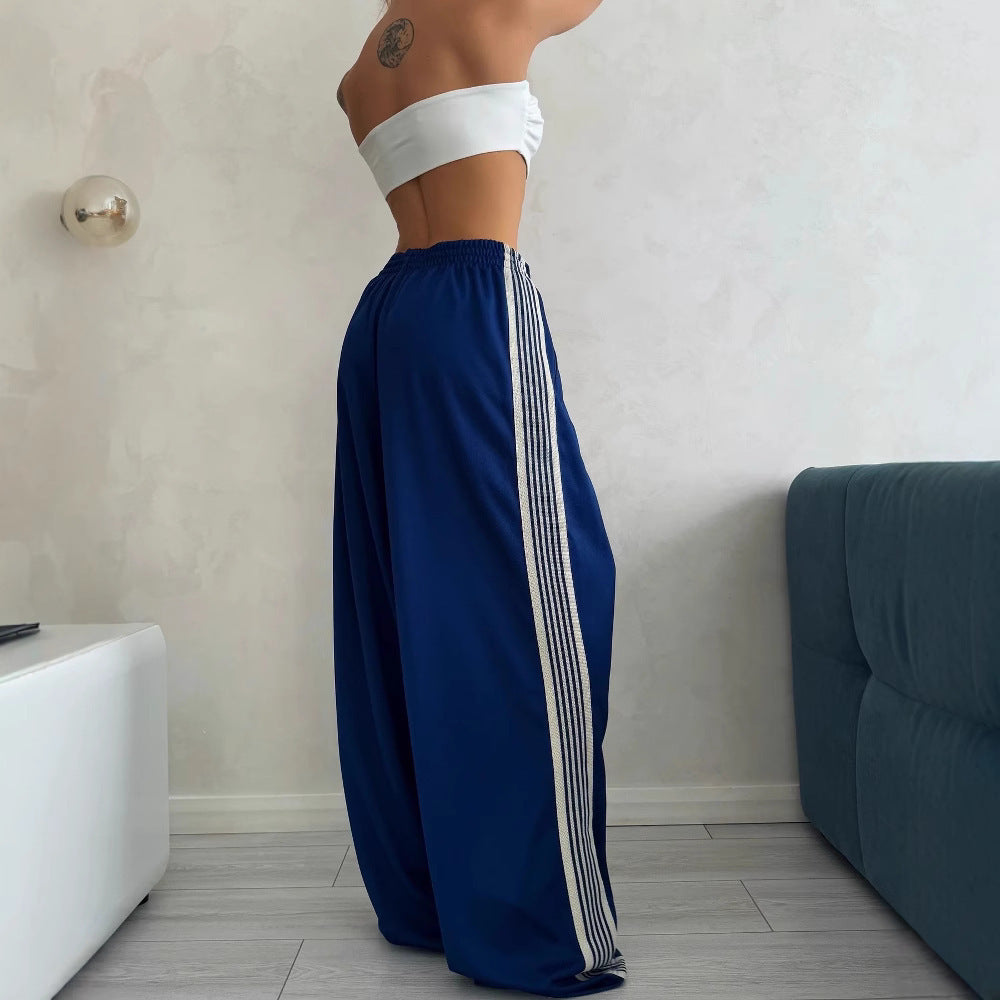 Damen weite Sporthose mit diagonalen Streifen R&B