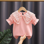 Mädchen Bluse mit romantischem Spitzenkragen und Rüschendetails R&B