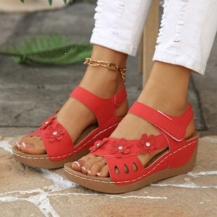 Damen Wedge-Sandalen mit floralem Design R&B