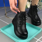 Damen Modische Schnürboots mit robustem Plateau und seitlichem Reißverschluss R&B