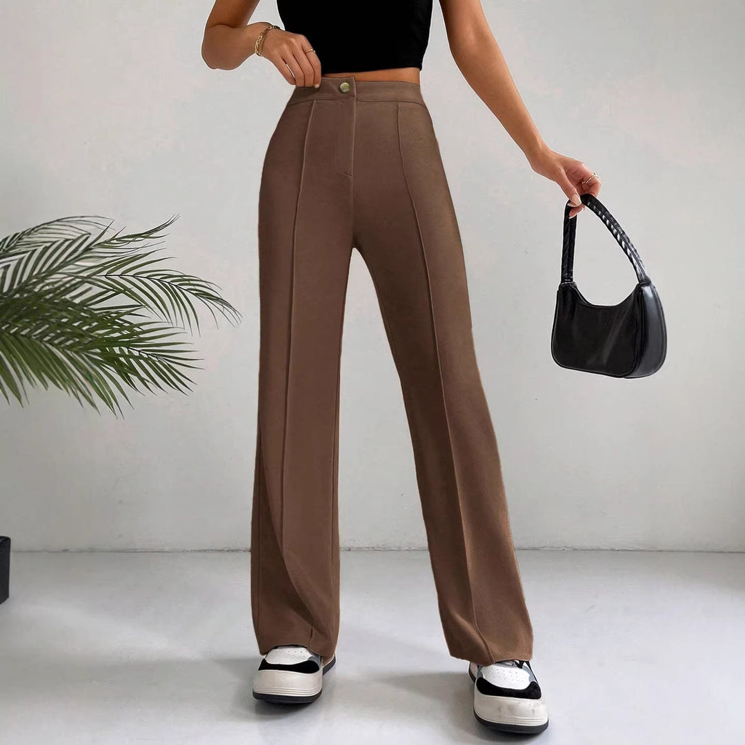Damen Elegante High-Waist Hose mit seitlichen Nähten und schmalem Schnitt R&B