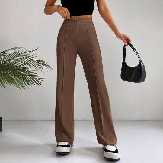 Damen Elegante High-Waist Hose mit seitlichen Nähten und schmalem Schnitt R&B