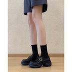 Damen elegante Loafers mit klobigem Absatz und dekorativem Schnallenakzent