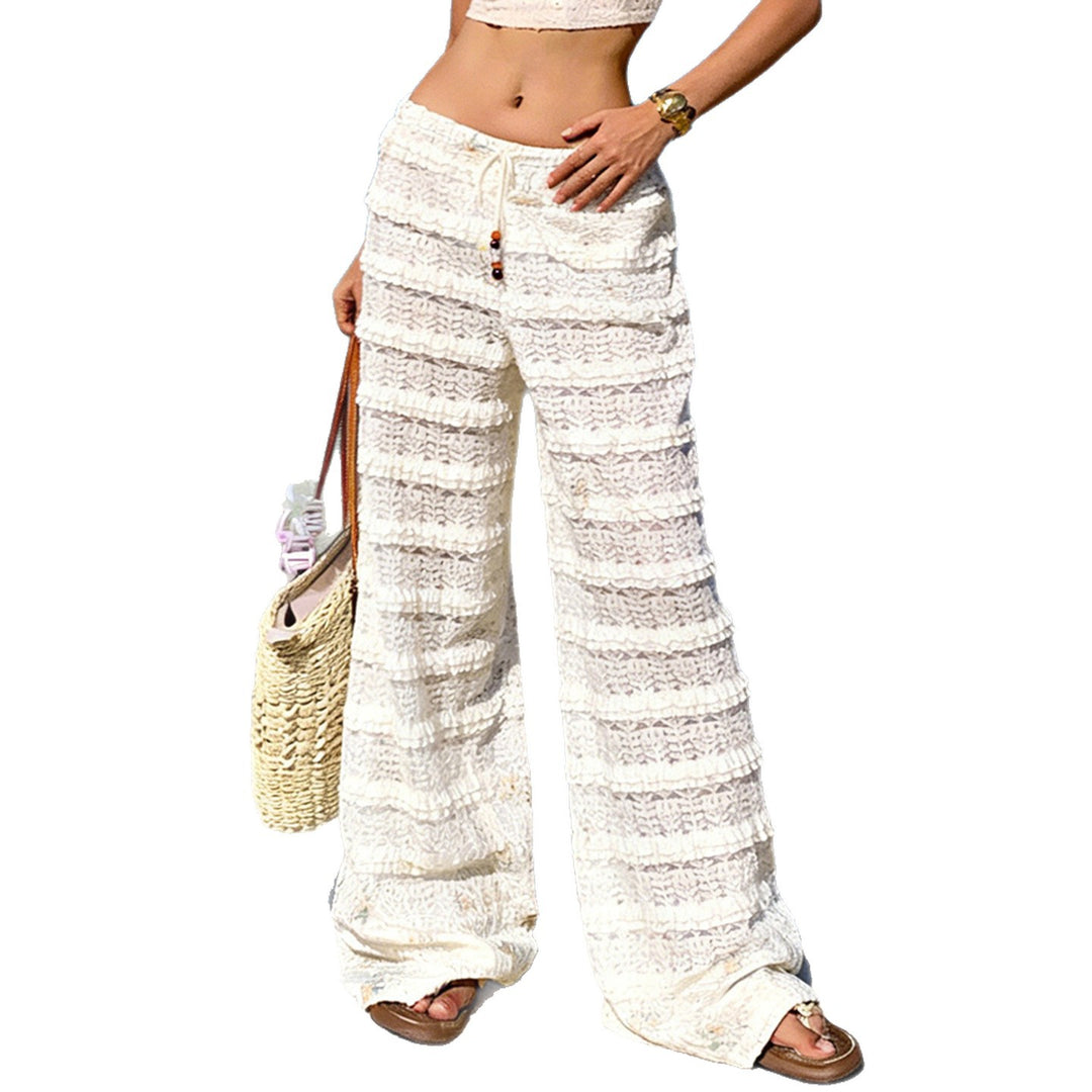 Damen lässige Strandhose mit raffiniertem Volantdesign R&B