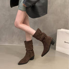 Damen Stiefeletten mit gerafftem Schaft und spitzem Fußteil R&B