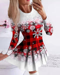 Damen Winterliches Minikleid mit festlicher Schneeflocken-Dekoration