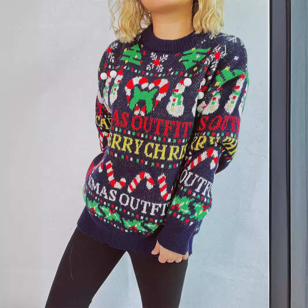 Damen Weihnachts-Pullover mit festlichem Motiv und lässigem Schnitt R&B
