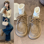 Damen modische Plateau-Schnürschuhe mit weichem Obermaterial und robustem Profil R&B