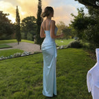 Damen Elegantes Satin-Maxikleid mit seitlichem Schlitz R&B