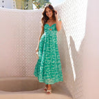 Damen Maxikleid mit festlichem Cut-Out und fließendem Rock R&B