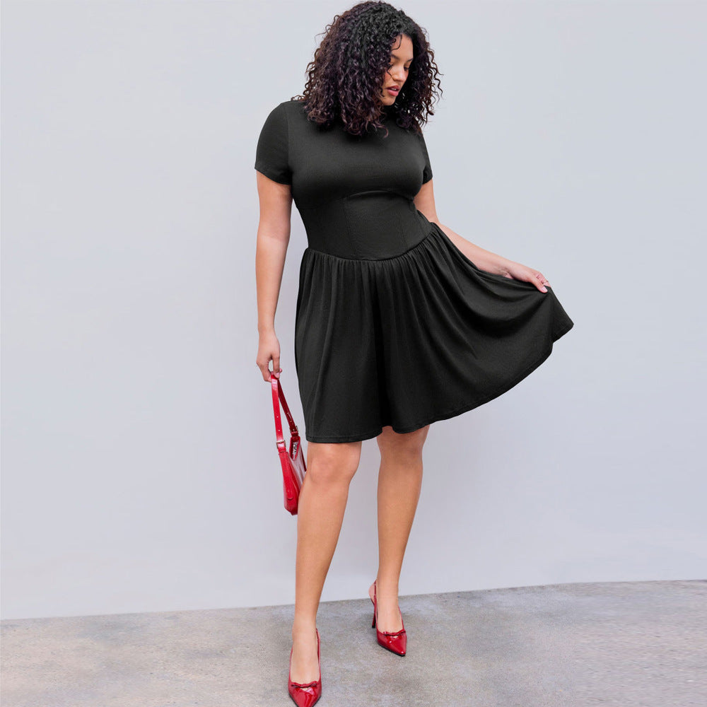 Damen elegantes A-Linien Kleid mit schwingendem Rock und modischem Schnitt R&B
