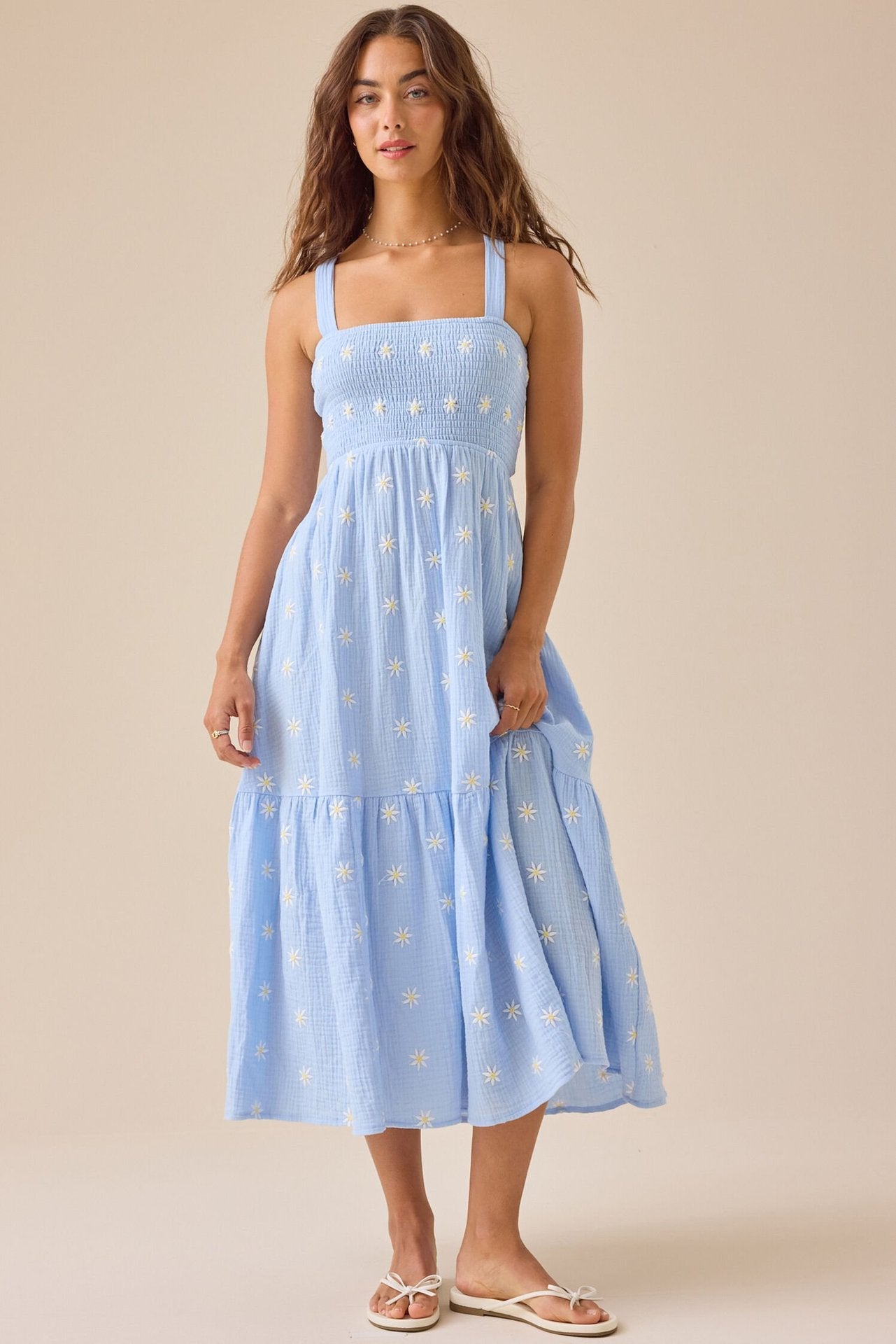 Damen Maxikleid mit gesticktem Design und luftiger Passform R&B