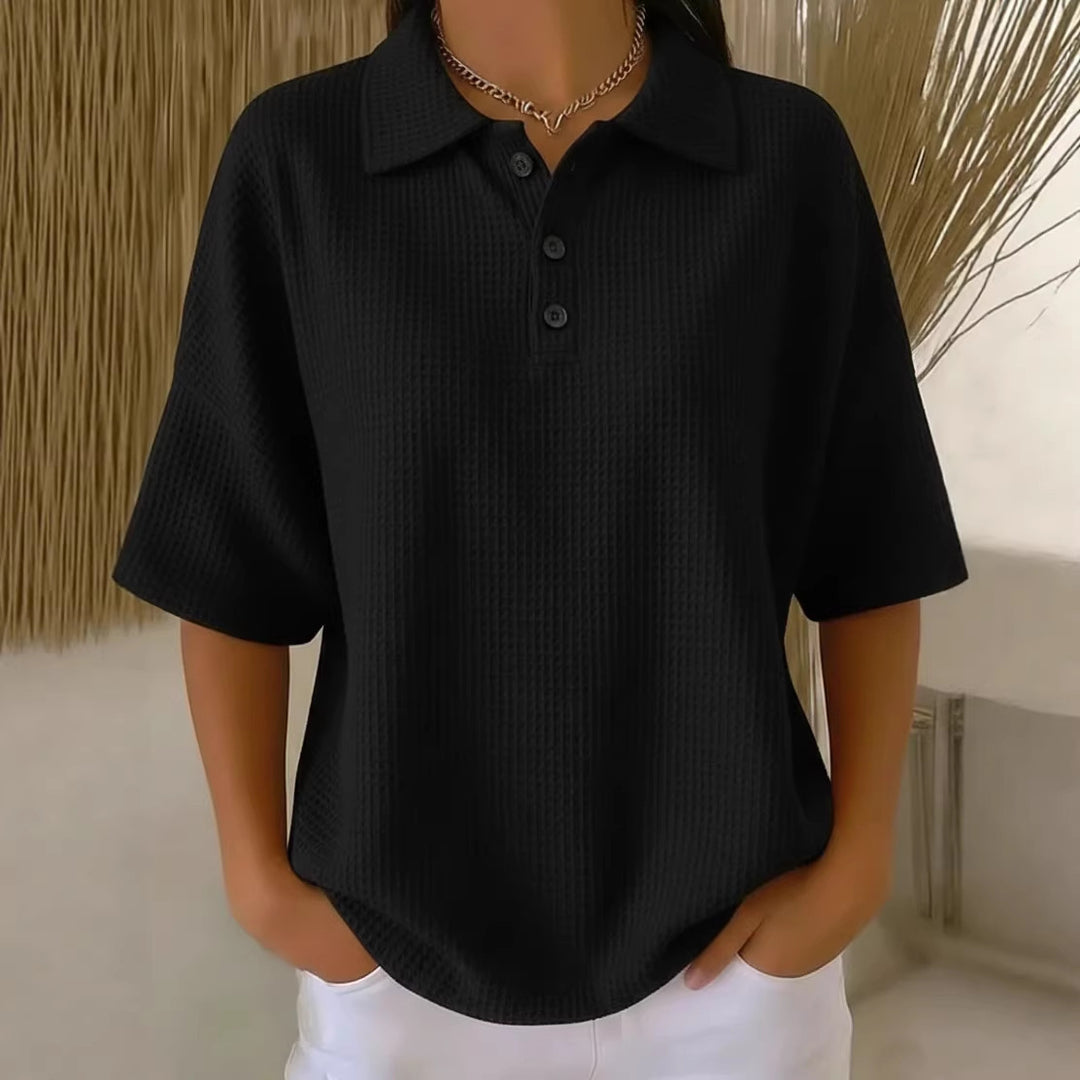 Damen sportliches Poloshirt aus Waffelpiqué R&B