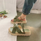 Damen bequeme Sandalen mit dekorativem Schleifen-Design und rutschfester Sohle R&B